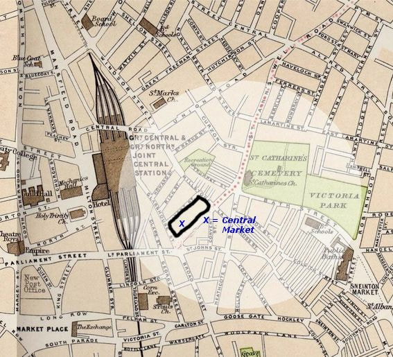 Map of where Central Market was located